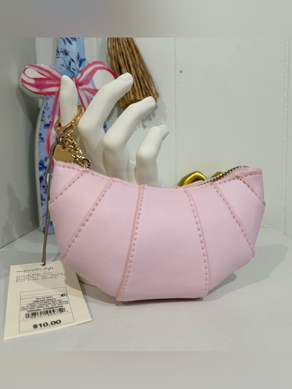 Pink Quilted Crescent Coin Purse